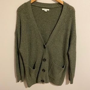 army green AE button cardigan
